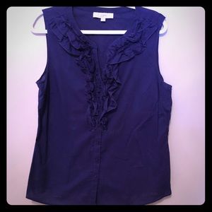 LOFT Purple Shell Tank Ruffle Accent